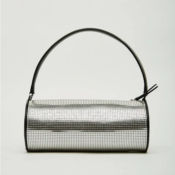 Les Petits Joueur - Emma Disco Handbag - Silver / Black - Picture 1 of 11